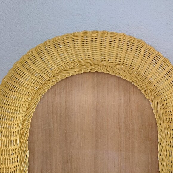 Vintage Natural Wicker Wall Mirror 1960s Frame ~29.5"x20" - Picture 6 of 10